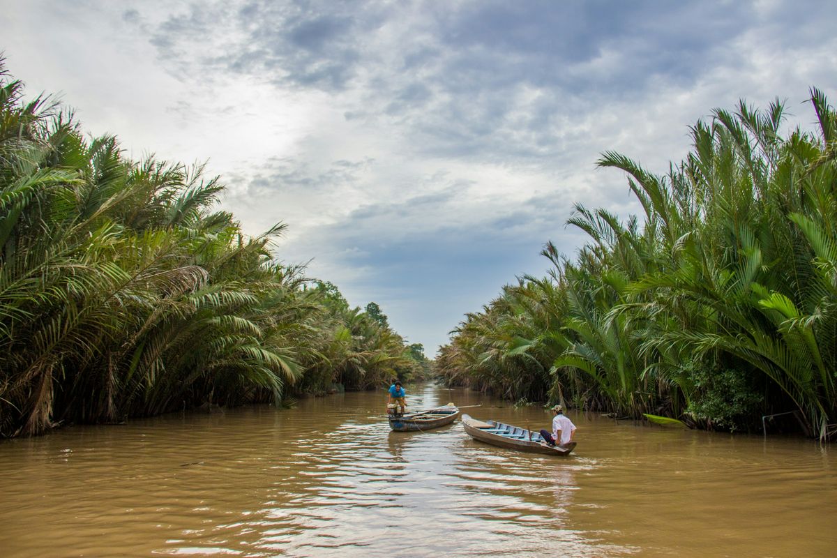 Sampan boat on the Mekong